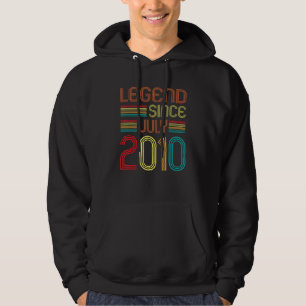 Legend Since July 2010 12 Years Old 12th Birthday Hoodie