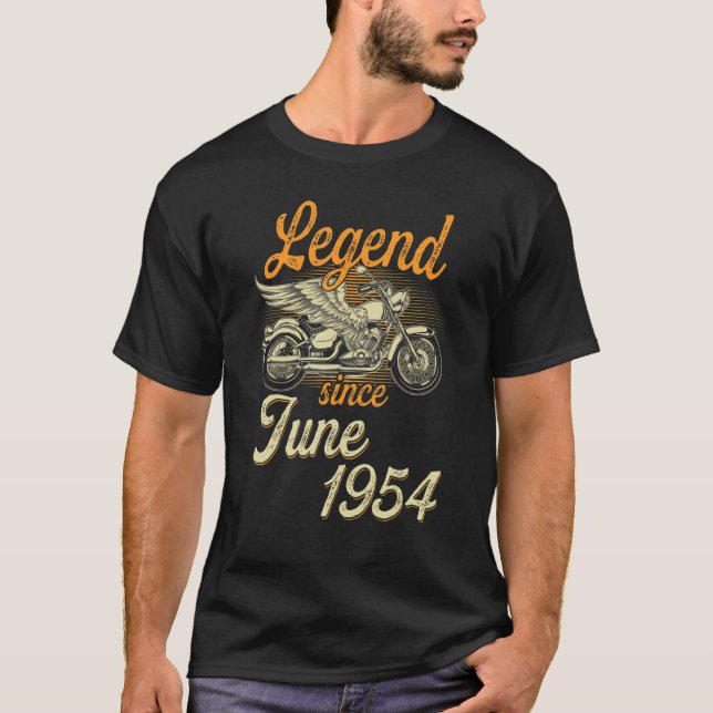 Legend Since June 1954 Age 68th Birthday Motorcycl T-Shirt (Front)