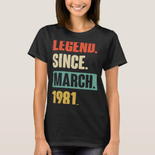 Legend Since March 1981 Birthday 42nd Decoration T-Shirt