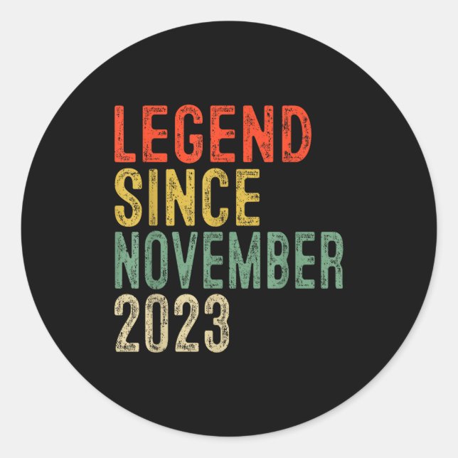 Legend Since November 2023 2nd Birthday 2 Year Old Classic Round Sticker (Front)