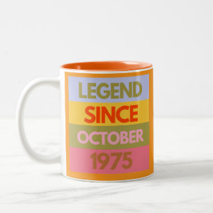 Legend Since OCTOBER 1975 50th Birthday  50 Year Two-Tone Coffee Mug