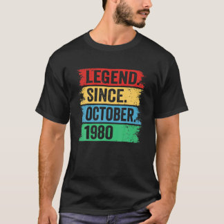 Legend Since October 1980 Vintage retro 40th Birth T-Shirt