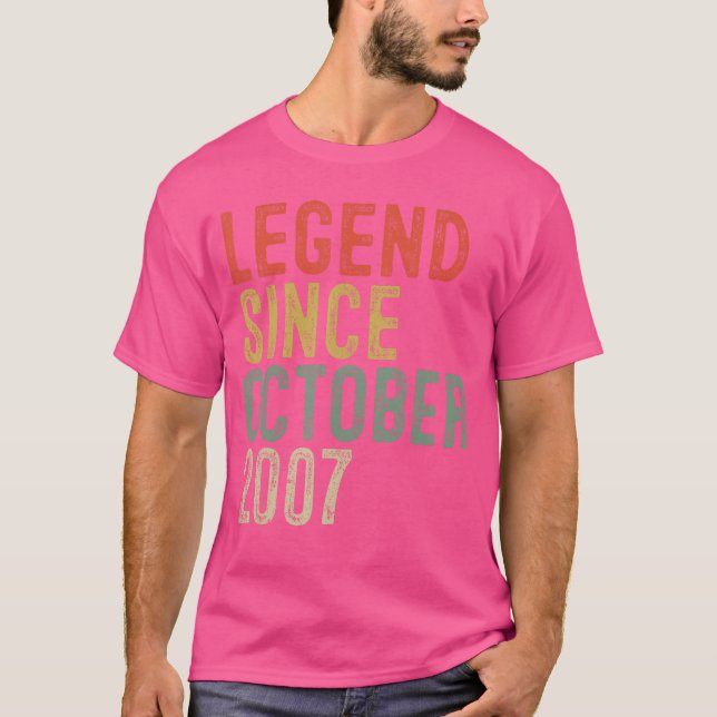 Legend Since October 2007 18th Birthday Gifts 18 Y T-Shirt (Front)