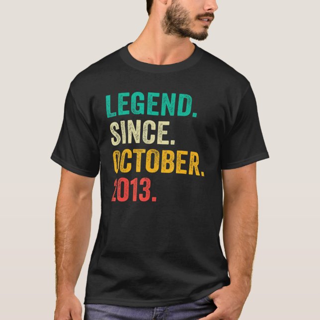 Legend Since October 2013 9th Birthday  9 Years Ol T-Shirt (Front)