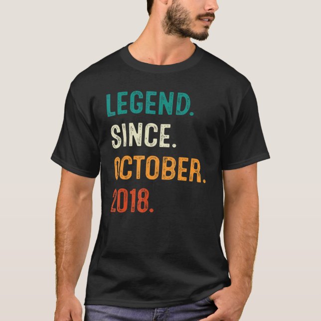 Legend Since October 2018 4th Birthday Gift 4 Year T-Shirt (Front)