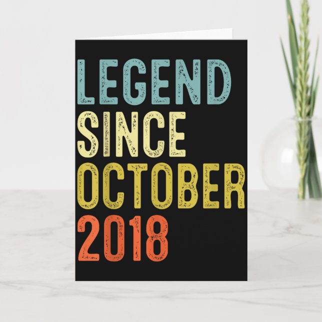 Legend Since October 2018 7th Birthday 7 Year Old  Card (Front)