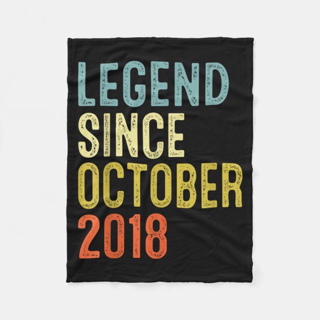 Legend Since October 2018 7th Birthday 7 Year Old  Fleece Blanket (Front)