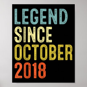 Legend Since October 2018 7th Birthday 7 Year Old Poster