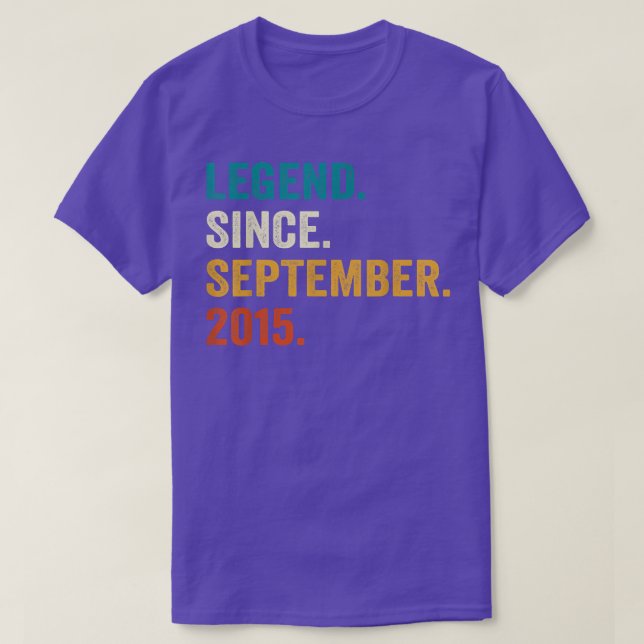 Legend Since September 2015 7th Birthday Gifts 7 Y T-Shirt (Design Front)