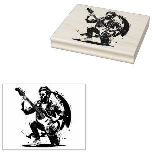 Legend Symbol of Rock and Roll Bass Guitar player Rubber Stamp