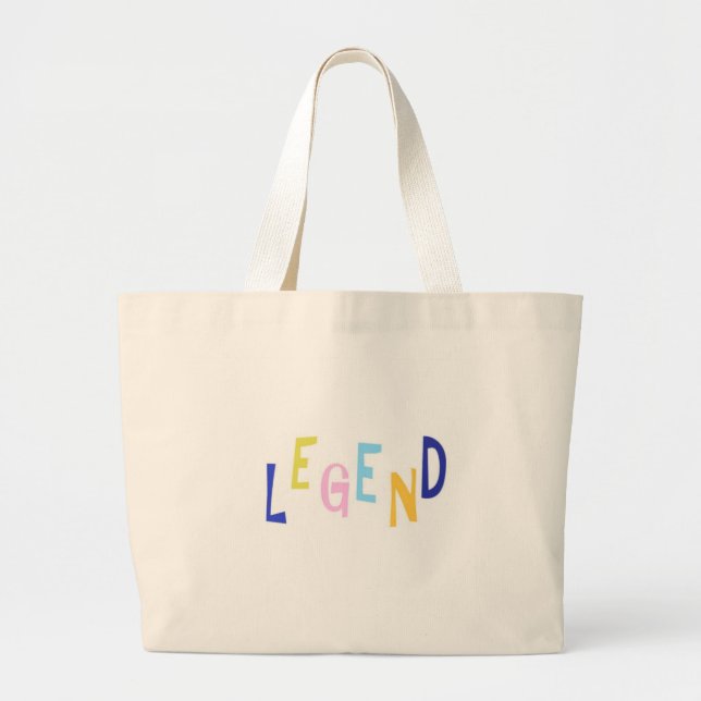 legend word art large tote bag (Front)
