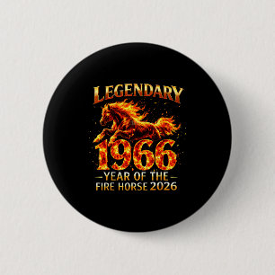 Legendary 1966 fire horse 60th birthday 2026  6 cm round badge