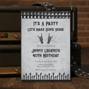 Legendary 40th Birthday Rock and Roll Guitarist Invitation