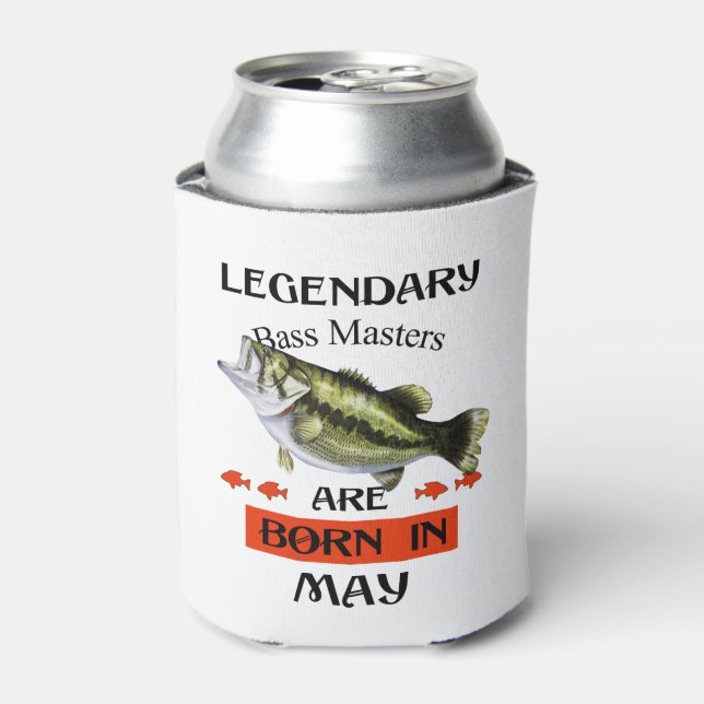 Legendary Bass Masters Are Born in May Can Cooler (Can Front)