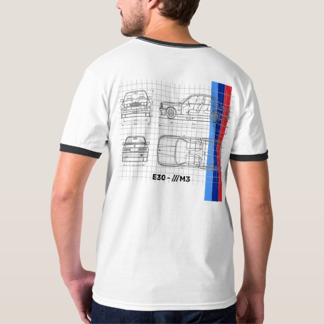 Legendary Bavarian M3-E30 - Blueprint Art Tee (Back)