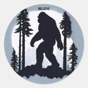 Legendary Bigfoot in the Moonlight Classic Round Sticker