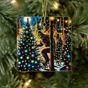 Legendary Christmas Bigfoot Personalised Ceramic Ornament