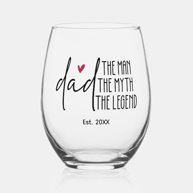 Legendary Dad Glass Gift with Heart Drinkware Set (Front)