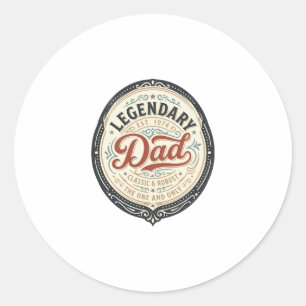 Legendary Dad Vintage Engraving Shirt Design_1 Classic Round Sticker