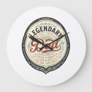 Legendary Dad Vintage Engraving Shirt Design_1 Large Clock