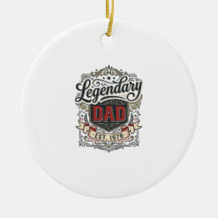 Legendary Dad Vintage Engraving Shirt Design (3)_1 Ceramic Tree Decoration