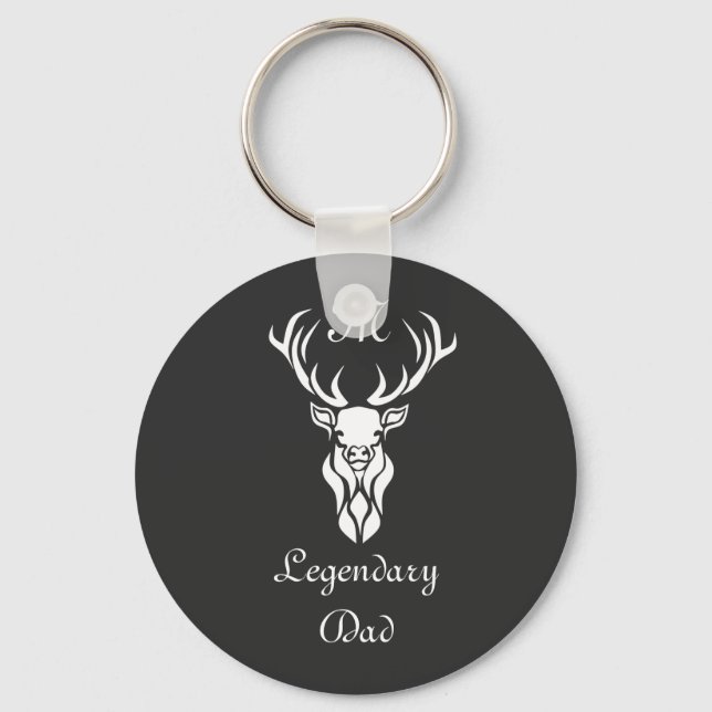 Legendary Dad White Tail Deer White Chalk Shadow Key Ring (Front)