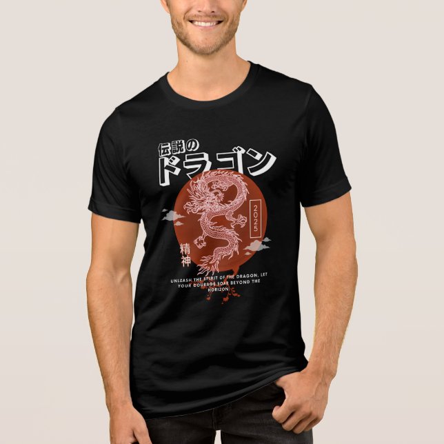 Legendary Dragon – Japanese Mythology Aesthetic Tri-Blend Shirt (Front)