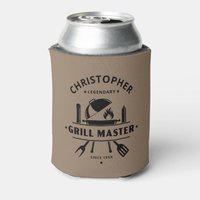 Legendary Grill Master Personalised Name BBQ Badge Can Cooler (Can Back)