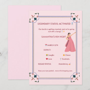 Legendary Hen Night Invitation – Fun Pink Floral D