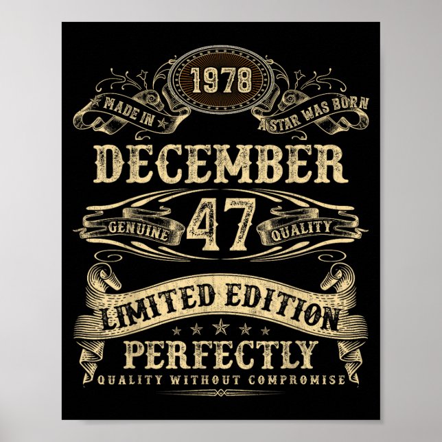 Legendary Man Born December 1978 47th Birthday  Poster (Front)
