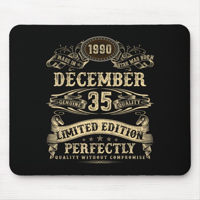 Legendary Man Born December 1990 35th Birthday  Mouse Mat (Front)