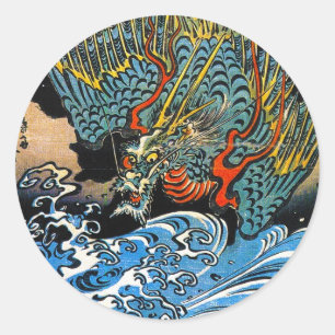 Legendary mythical Dragon Utagawa Kuniyoshi art Classic Round Sticker