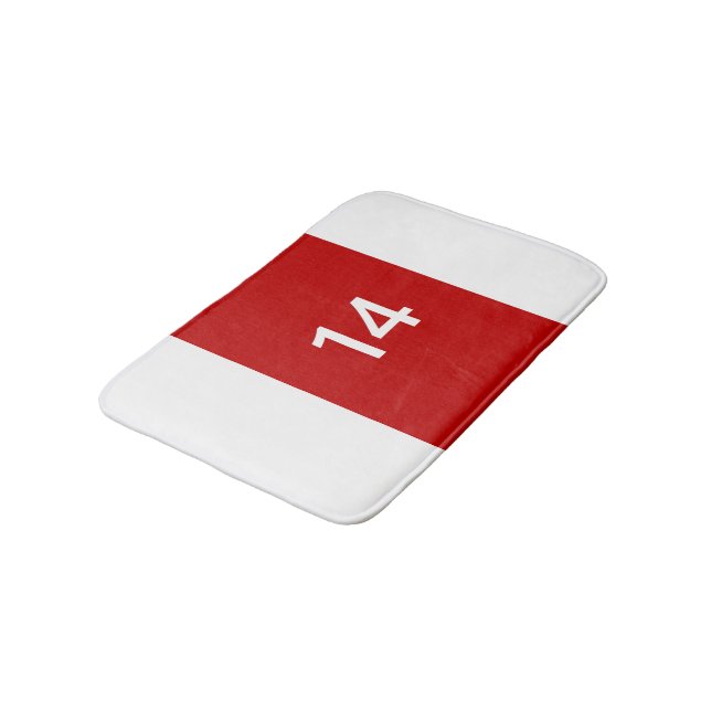 Legendary No. 14 in red and white Bath Mat (Angled)