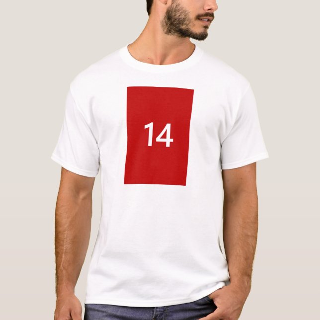 Legendary No. 14 in red and white T-Shirt (Front)