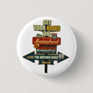 *LEGENDARY ROUTE 66 BUTTON** 3 CM ROUND BADGE