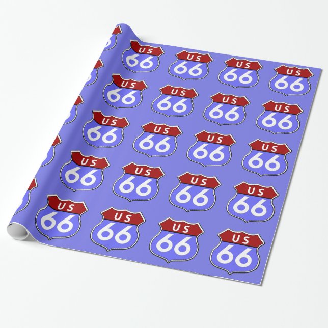 Legendary Route 66 Road Sign Gift Wrap (Unrolled)