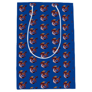 Legendary Ruby Red Dragon Navy Blue Illustration Medium Gift Bag