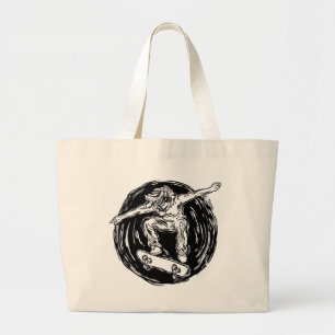 Legendary Skater Doing Mid-Air Skateboarding Large Tote Bag