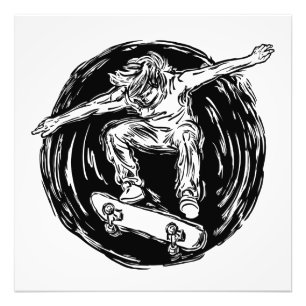 Legendary Skater Doing Mid-Air Skateboarding Photo Print