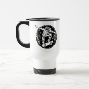 Legendary Skater Doing Mid-Air Skateboarding Travel Mug