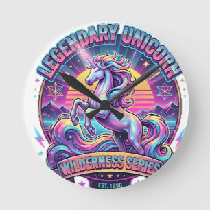Legendary Unicorn Double Sided Throw Pillow Round Clock