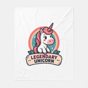 Legendary Unicorn Vintage Retro Cartoon Vector Des Fleece Blanket