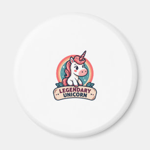 Legendary Unicorn Vintage Retro Cartoon Vector Des Magnet