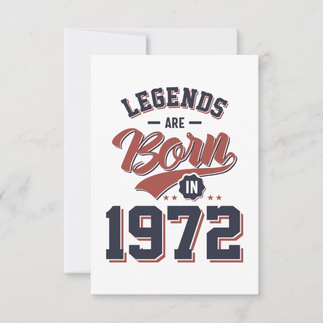 Legends Are Born in 1972 Birthday Gift RSVP Card (Front)