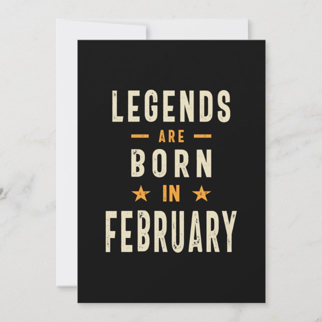 Legends are Born in February - February Birthday Thank You Card (Front)