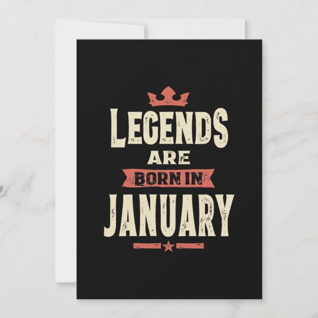 Legends are Born in January - January Birthday Invitation (Front)