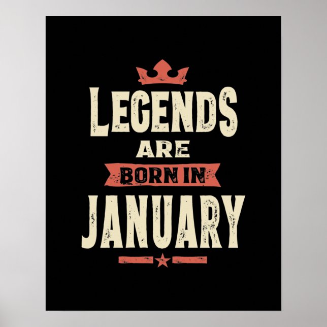 Legends are Born in January - January Birthday Poster (Front)