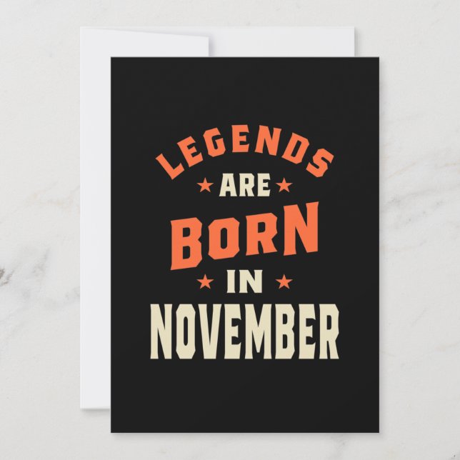 Legends are Born in November - November Birthday Thank You Card (Front)