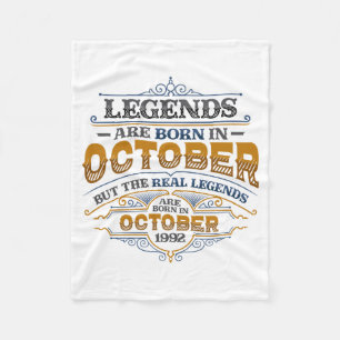 Legends Are Born In October 1992 Womens Birthday C Fleece Blanket
