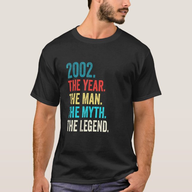 Legends Born In 2002 Man 20 Year Old 20th Birthday T-Shirt (Front)